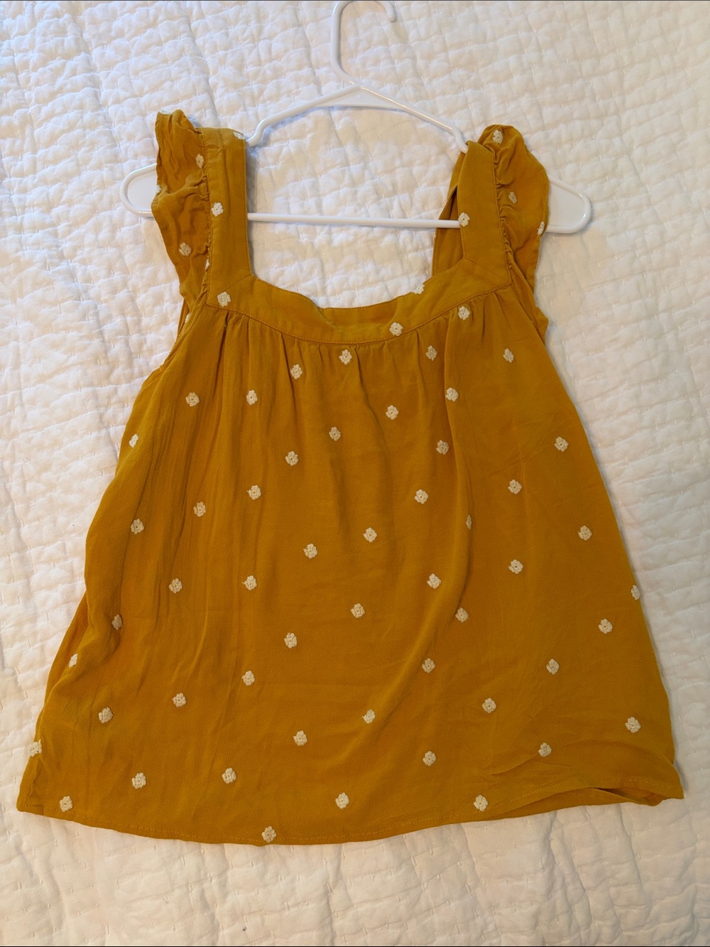 Universal Thread Mustard Embroidered Ruffle Strap Camisole - Picture 3 of 5